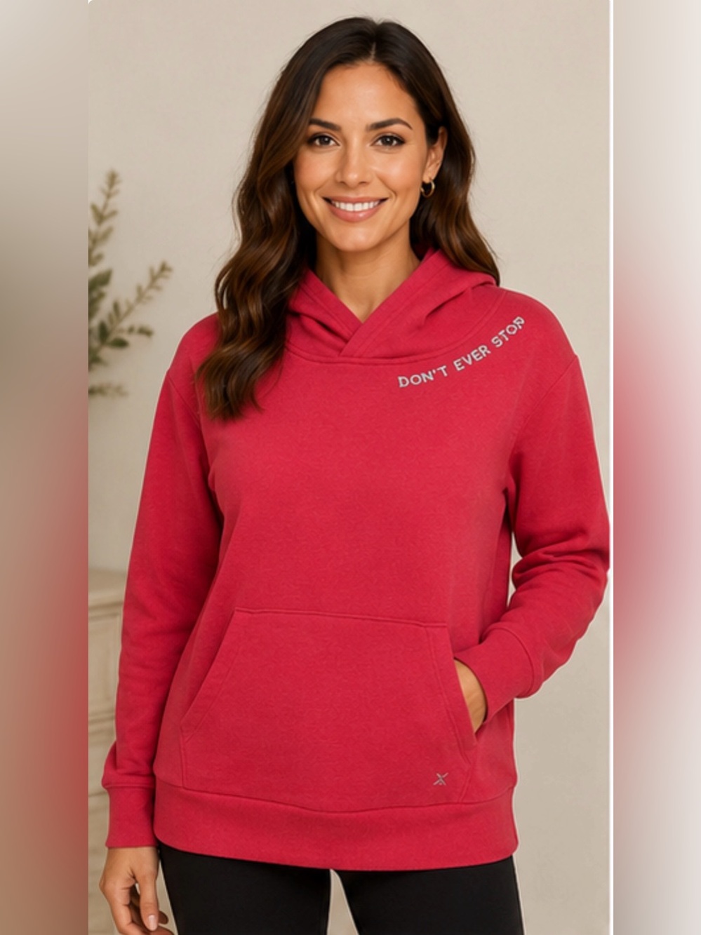 Xersion Pink “Don’t Ever Stop” Fleece Hoodie 3X Plus Size Pullover Sweatshirt